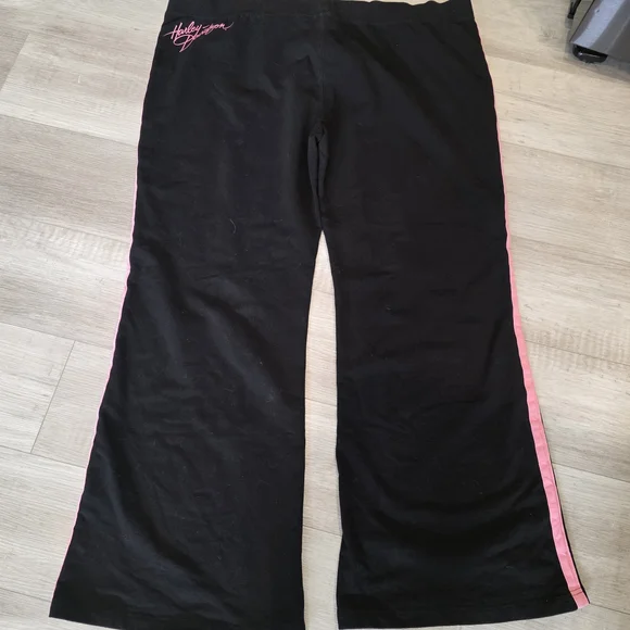 Harley-Davidson Black Joggers with Pink and White Stripes - Picture 2 of 10